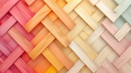 A colorful pattern made of wooden blocks. The blocks are arranged in a zigzag pattern, with some blocks being larger than others. The colors of the blocks are pink, yellow, and white