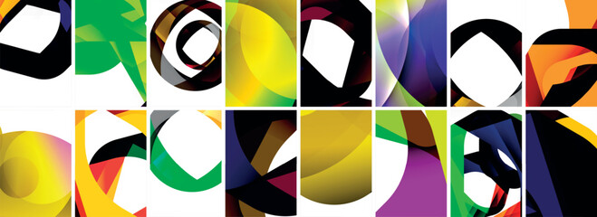 Collection of abstract background with waves, colorful shapes and 3d shadow effect. Vector Illustration For Wallpaper, Banner, Background, Card, Book Illustration, landing page