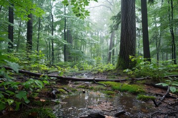 Impact of acid rain on forest plants, illustrating environmental consequences