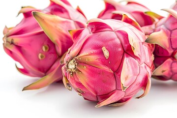 Fototapeta premium Close-Up of Fresh Dragon Fruits with Vibrant Pink Skin