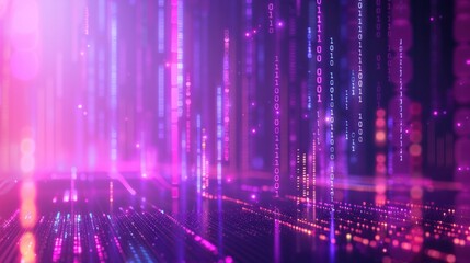 A vibrant illustration showcasing the Julia programming language concept, featuring byte code and data charts on a dynamic purple background, symbolizing advanced data analysis and computational power