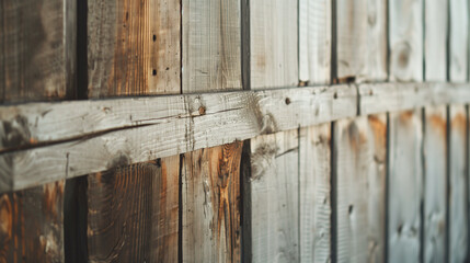 The wooden wall has a grainy texture and is made of wood