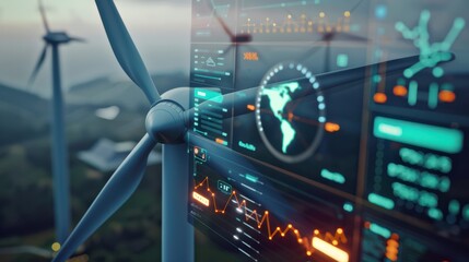 Detailed infographic showcasing wind turbine efficiency monitoring, featuring data on performance metrics and energy output.