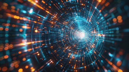 Digital Acceleration Hub, abstract representation of a central hub where digital speed technology converges,