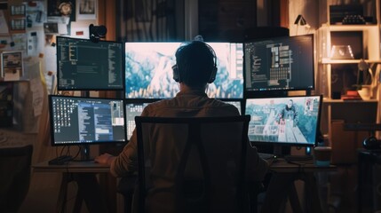 Expanding the Viewport: Programmer Utilizes Multiple Screens for Enhanced Development, Generative AI