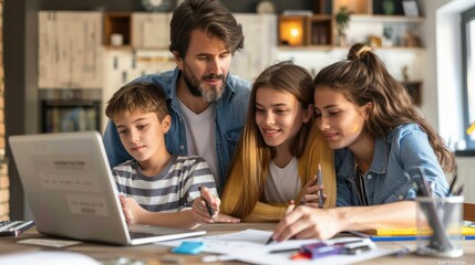 Family researching real estate options for a new house purchase, focusing on savings and investment opportunities.