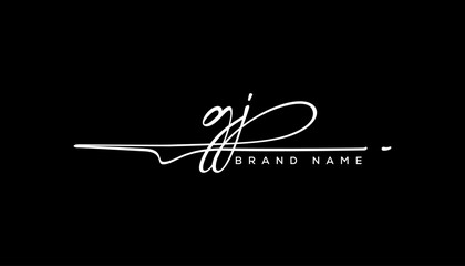 GJ letter beauty handwriting vector logo. 