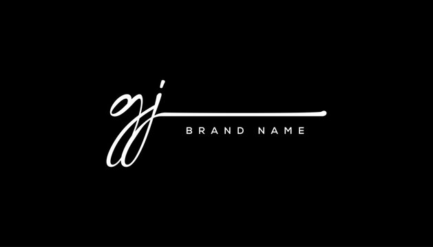 GJ letter beauty handwriting vector logo. 