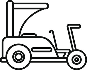 Outline icon of a golf cart standing alone with a canopy protecting from the sun