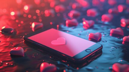 Online dating concept with smartphone and heart icons. Use relationship apps to find love and meaningful connections.