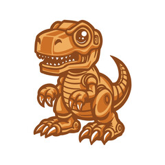golden robot tyrannosaurus t rex. vector illustration