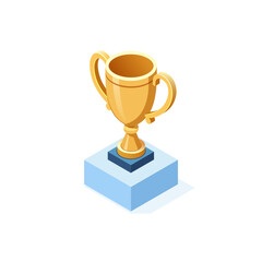 Isometric Vector Illustration of a Golden Trophy or Cup. Perfect for awards, competitions, and recognition themes, captures the essence of victory and excellence. into business presentations, sport