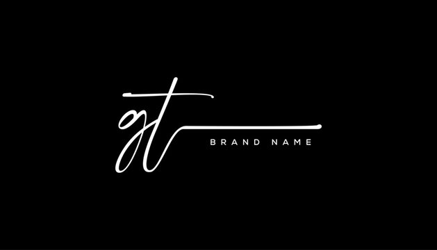 GT letter beauty handwriting vector logo. 