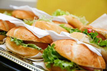 Sandwiches on a plate. Snack sandwiches.