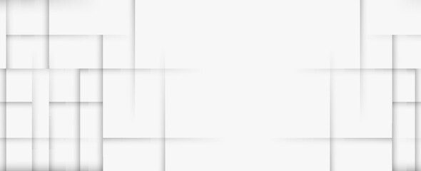 Random shifted white cube boxes block background wallpaper banner with copy space