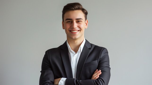 Confident Young Russian Businessman in Suit, Ideal for Corporate Presentations and Professional Profiles