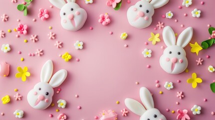 Easter bunny sweets with copy space for family celebration sugar free