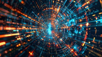 Digital Acceleration Hub, abstract representation of a central hub where digital speed technology converges,