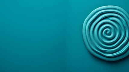  A tight shot of a circular object against a blue backdrop, featuring another circular object in its center