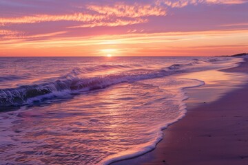 Fototapeta premium Beach sunset frame mockup with poster design