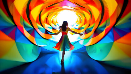 Obraz premium A kaleidoscope of hues, gracefully moving and shifting in a hypnotic dance.