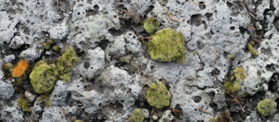 Obraz premium Green Moss Growing On Rough White Stone