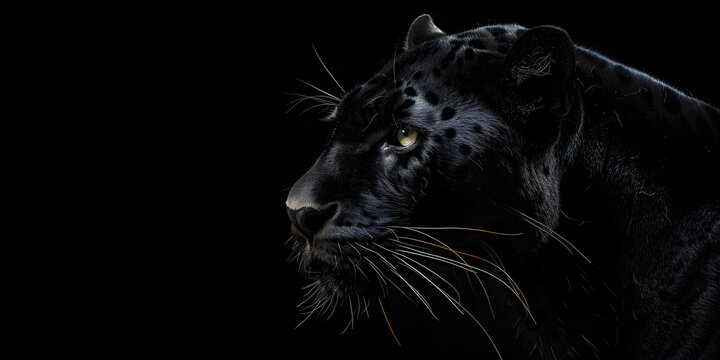 Black panther on a black background