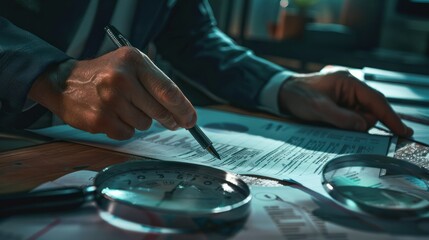 Portray professionals conducting a document security audit using advanced tools, emphasizing the importance of regular assessments to identify and address potential vulnerabilities.