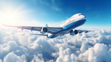 Cargo Plane Soaring Through Blue Skies with Containers Secured in Its Belly, Transporting Air Freight Swiftly Across Continents to Meet Global Delivery Demands.