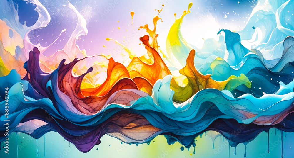 Wall mural Abstract Colorful Liquid Splashes