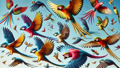 Fototapeta premium Exotic Birds in Flight