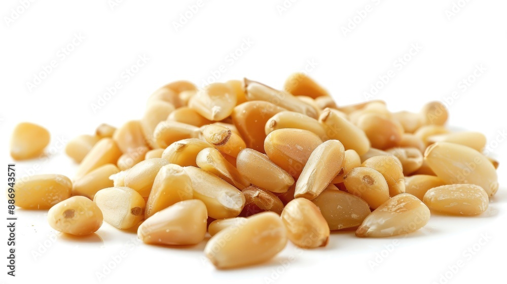 Canvas Prints Close up of pine nuts isolated on a white background