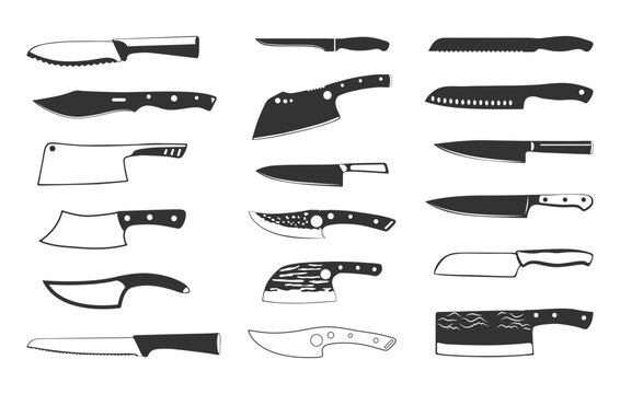 Kitchen knife svg, Kitchen knife silhouette, Chef knife silhouette, Knife silhouettes, Chef knife svg, Knife svg, Kitchen knife vector set. 