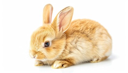 Obraz premium Adorable Ginger Bunny Posing Against a White Background