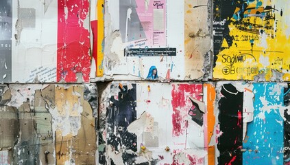Fototapeta premium A Wall Covered in Torn and Tattered Posters
