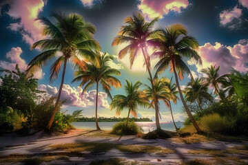 Obraz premium Coconut trees landscape outdoors nature.