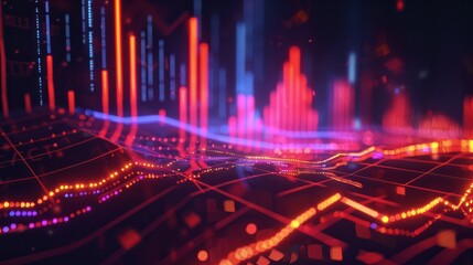 Fototapeta premium A Journey of Growth: A Line Graph Illustrates the Ups and Downs of Financial Progress, generative AI