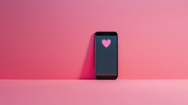 A sleek smartphone displaying an online dating app interface, set against a minimalistic background with ample copy space for text. Ideal for articles on modern dating trends and technology.