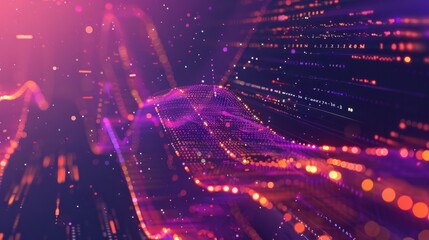 A vibrant illustration showcasing the Julia programming language concept, featuring byte code and data charts on a dynamic purple background, symbolizing advanced data analysis and computational power