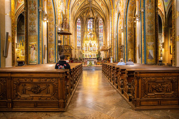 Fototapeta premium Prague, Czech Republic - Interior of the Church of St. Peter and St. Paul in the Vyšehrad Cemetery