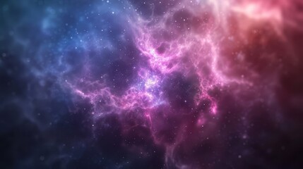 Obraz premium A central star composed of pink and blue hues, surrounded by a expanse of numerous stars