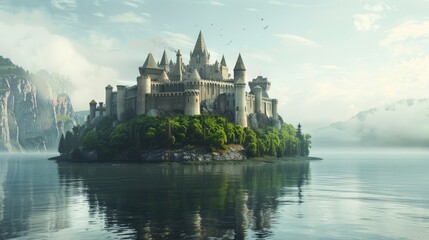 Obraz premium Island Castle on Lake