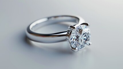 Silver diamond ring for wedding or engagement on blank background