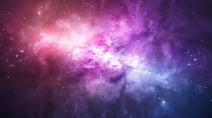 Obraz premium A star-filled expanse with a vibrant purple-blue center emitting intense light, encircled by stars