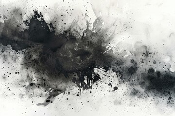 A close-up view of a black and white painted bird, with bold brushstrokes and textures