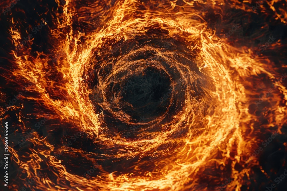 Wall mural Spiral of fire in dark room