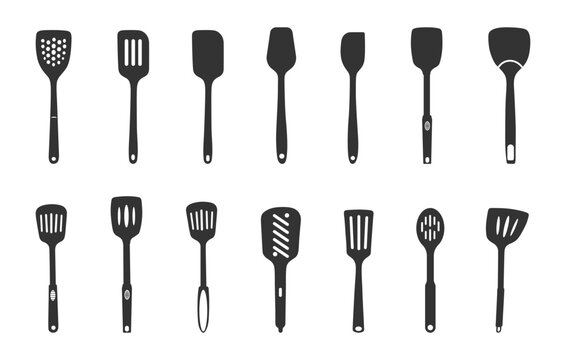 Kitchen spatula svg, Spatula silhouette, Spatula svg, Kitchen spatula silhouettes, Kitchen spatula bundle, Spatula vector set. 