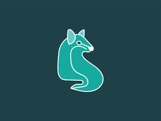 Minimalist fox line art logo design
