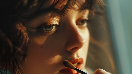 Obraz premium Woman Brushing Teeth Close Up