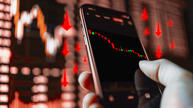 financial market chart graphic going down trends. Stock market concept
